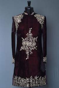 Sherwani Indo-occidental élégant avec pantalon 2022 lourd Zardozi broderie fête/robe de mariée grande taille - Product Image 2