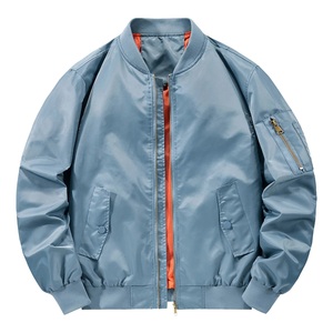 <b>Men's</b> Custom Logo Coated Denim Windproof Anti-Bacterial Winter <b>Jacket</b> Stand Collar Appliques Vintage Bomber Style <b>Long</b> Sleeves - Product Image 1