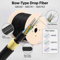 Kabel Serat Optik Tipe Busur FTTH GJYXFCH GJYXCH 1 2 4 Core LSZH PVC G652D G657A1 G657A2 Kabel Luar Ruangan