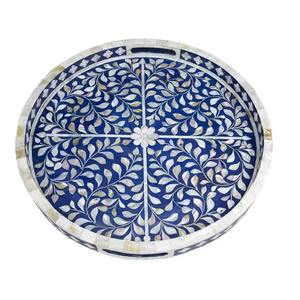 Bandeja DE SERVICIO DE Metal azul de diseñador para té, café y aperitivos, bandeja decorativa elegante, Ideal para cocina, mesa de comedor y hogar - Product Image 6
