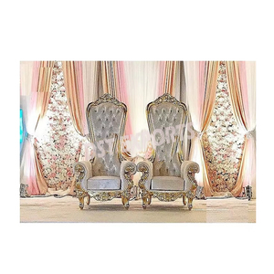 Mariage indien argent Rajwada chaise mariage Designer chaises ensemble mariage musulman mariée marié chaise ensemble - Product Image 6