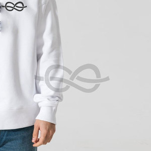 Varsity Sudadera Algodón Orgánico Color Blanco Manga Larga Ribetes Acanalados Ajuste Oversized Venta al por mayor Sudadera Personalizada - Product Image 3