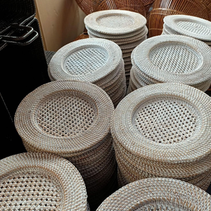 Eco-friendly Sustainable Rattan <b>Bamboo</b> Charger Dishes Handmade Natural Brown Plate Dinning <b>Table</b> Made in Viet Nam Wicker Crafts - Product Image 3