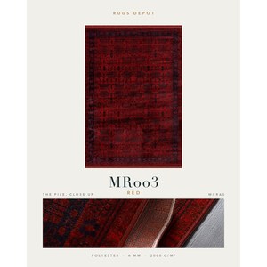 พรมโพลีเอสเตอร์ขายส่ง MIRAS MR003 สีแดง ผลิตด้วยเครื่องจักร พรมตุรกี สำหรับห้องนั่งเล่น โครงการโรงแรม - Product Image 2
