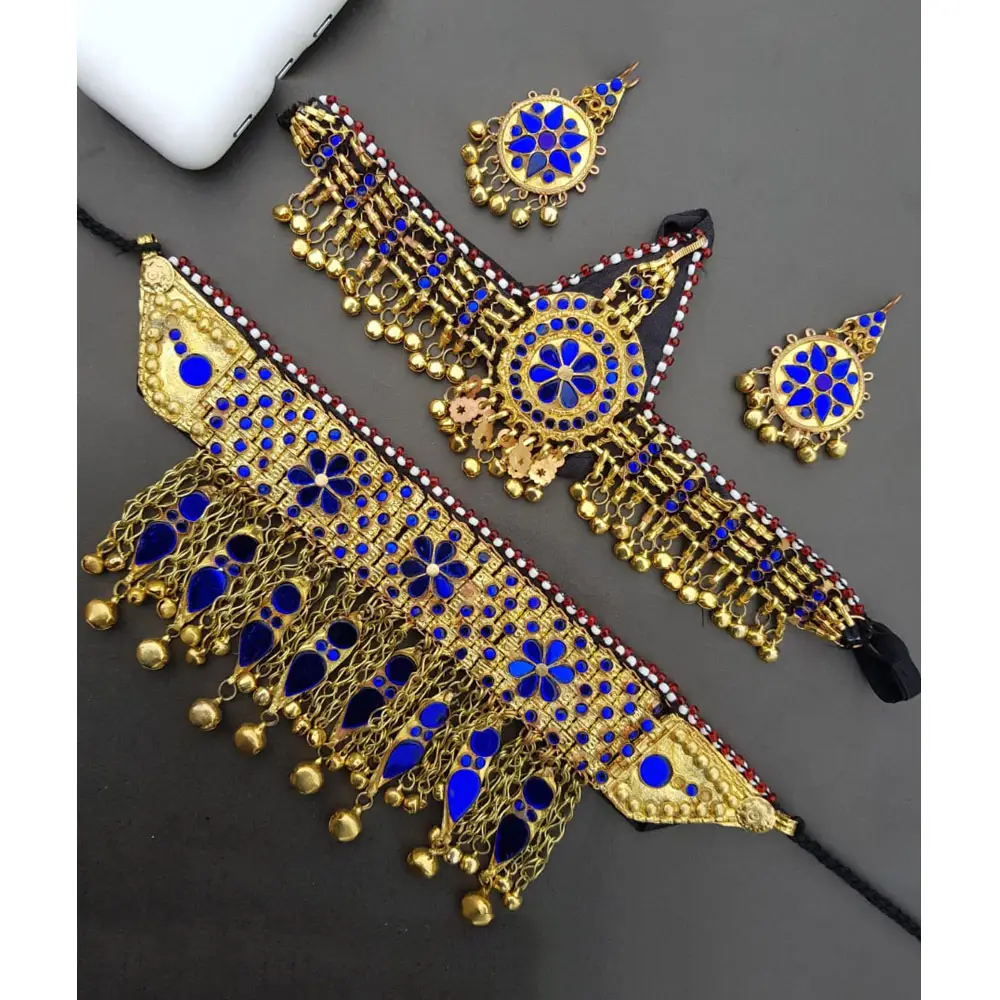 Set di gioielli etnici tradizionali fatti a mano moda indiana Best Seller Design elegante da donna set di gioielli afghani da sposa