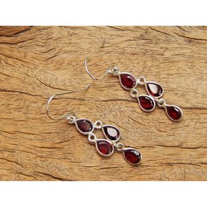 ต่างหูเงินสเตอร์ลิง925พร้อมโกเมน AAA ธรรมชาติเหลี่ยมเพชรพลอยเป็นของขวัญแต่งงานแบบมินิมอลสำหรับ Certified-E0959-GS ของเธอ - Product Image 2