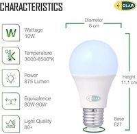 Bombilla LED E27 de Aluminio CLAR-Model 50667 con Sensores de Luz del Anochecer al Amanecer y de Luz Diurna Automática, 10W, Blanco Frío y Cálido
