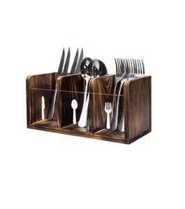 Support de rangement d'ustensiles de cuisine en bois 3 sections porte-couverts en bois de haute qualité fait à la main pour accessoires de cuisine - Product Image 3