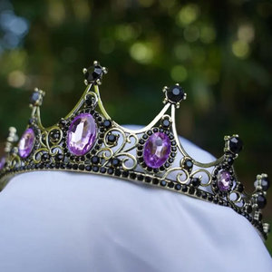 Gothic Silver Purple Crystal Tiara Bridal Black Crown Birthday Wedding Gift Diadem Vintage <b>prom</b> metal - Product Image 5