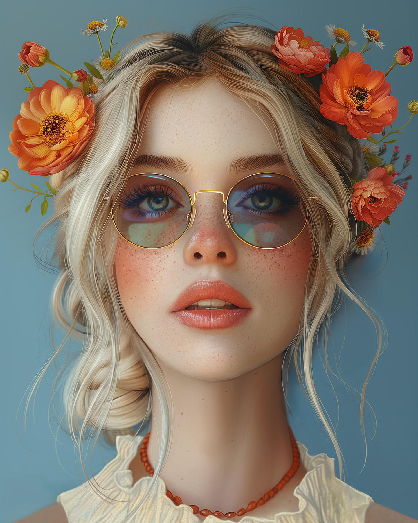 Blue, Orange, Beige, Gold