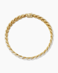 Women's 18K Gold Plated <b>White</b> Diamond <b>Bracelet</b> Fashion Jewelry with Sculpted Cable Design for Gift - Product Image 2