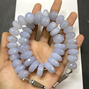 Collar de Calcedonia Aqua, cuentas facetadas con forma de Rondelle, cuentas de piedras preciosas naturales de buena calidad para la fabricación de joyas - Product Image 2