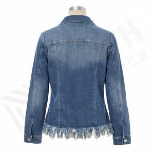 Elegant Women Autumn Collar <b>Denim</b> <b>Jacket</b> Finished Cotton Waterproof Loose <b>Short</b> Outerwear Belt Zipper Fashion Stylish Streetwear - Product Image 2