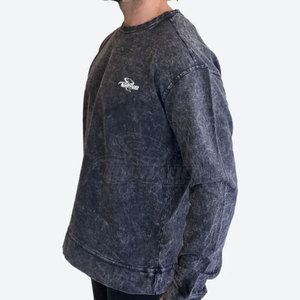 Sudadera de lavado ácido de alta calidad transpirable algodón poliéster sólido Casual estampado XL XS tallas suéter de invierno teñido liso - Product Image 2