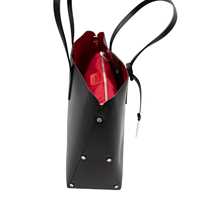 Tas Kulit Tote Hitam Monogram dengan Desain Kustom Bergaya Populer, Pegangan Ganda, Penutup Kancing Magnet, Set Tas Kulit