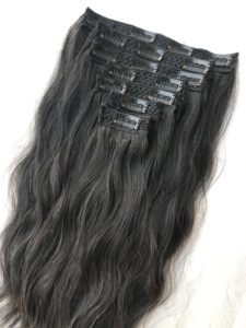 Meilleure qualité 7 pièces ensemble naturel ondulé doux non traité Clip-in Extensions de cheveux humains en gros trame faite à la machine temple indien - Product Image 4