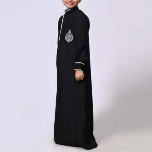Robe longue ample à col montant pour hommes, style Thobe Abaya, de haute qualité, inspirée de l'islam arabe du Moyen-Orient, pour enfants et adultes, tenue modeste et tendance. - Product Image 3
