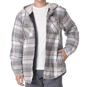 Vêtements d'hiver en flanelle de haute qualité pour hommes Veste d'extérieur avec col montant et capuche Nouveau design Veste chemise en flanelle à vendre - Product Image 1