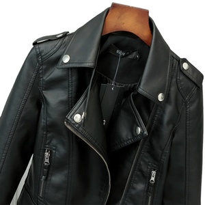 Versión Coreana de chaqueta de cuero delgada para mujer nuevo abrigo corto de cuero para motocicleta - Product Image 1