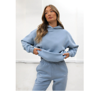 Survêtement femme qualité supérieure personnalisé DTG imprimé Logo 100% coton lourd 400GSM surdimensionné survêtements pour femme - Product Image 3