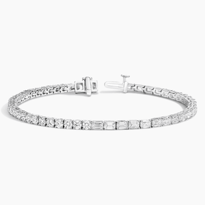 Bracelet tennis rond et baguette Moissanite en argent sterling S925 Pièce de créateur de luxe Bijoux modernes en argent et diamant - Product Image 2