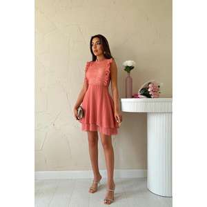 Vestido al por mayor con estampado floral rosa en polvo, transpirable y con cintura natural - Product Image 5