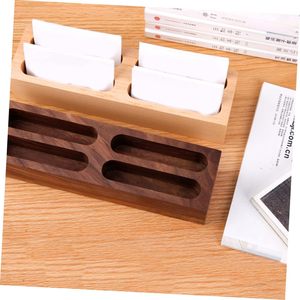 4 tarjetero de madera, caja de escritorio, organizador, caja de negocios de madera, tarjetero - Product Image 3