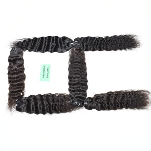 Extensiones de cabello humano indio ondulado rizado natural alineado con cutícula Virgen sin procesar 100% - Product Image 6