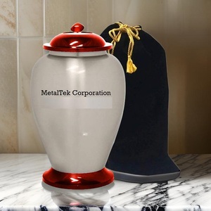 โกศใส่เถ้ากระดูกอลูมิเนียมสีแดงและสีขาวมาใหม่พร้อมของชำร่วยงานศพขี้เถ้าโกศ - Product Image 3