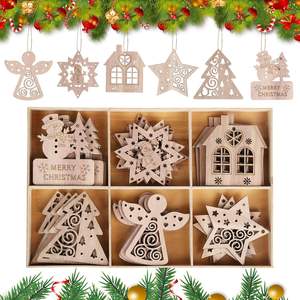 Juego de adornos navideños de madera para colgar en el árbol de Navidad, 30 Uds., manualidades navideñas, decoración de árbol de rebanada de madera para tus decoraciones navideñas - Product Image 4