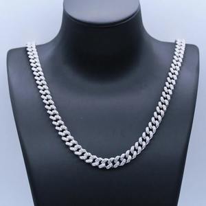 High Quality 925 Sterling Silver Gold Plated Zircon Iced Cuban Link <b>Necklace</b> for Celebrities Influencers-Gift Available Factory - Product Image 2