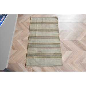 1.7x3 ft Vintage Turkish Rug, Small Rug, Kilim <b>Brown</b> <b>Wool</b> Rug - Product Image 1