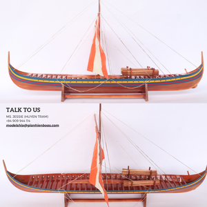 Modèle de navire viking SKULDELEV 2, fabriqué à la main en bois, construit à la méthode du clinker, cadeau original du fabricant vietnamien - Product Image 1