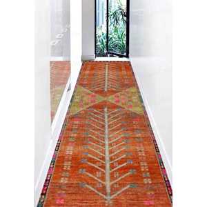 Alfombra Estampada: Alfombras con Diseño de Flores Rosas, Alfombras con Diseño Kilim, Alfombras Naranjas, Alfombra Suave No Tejida - Product Image 4