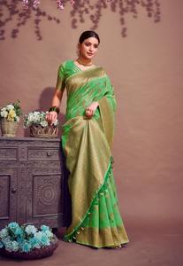 ที่นิยมมากที่สุดสูงตามความต้องการนุ่ม Banarasi Pondura ผ้าไหมสารีที่อุดมไปด้วย Pallu ผู้หญิงแฟชั่นขายส่งโรงงานผู้ผลิต - Product Image 2