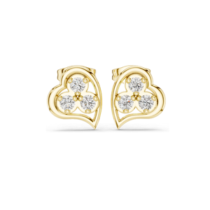 ต่างหูเพชรทรงหัวใจ 0.39 กะรัต เพชร CVD ความใส VVSVS EF  ทอง 18KT, 14KT, 10KT และเงิน 925  โมอิสซาไนต์ - Product Image 3