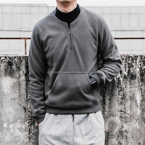 Sweat-shirt à logo personnalisé pour homme, col rond, velours épais, polaire, nouveau modèle tendance, manches longues, fermeture éclair 1/4, pull-over - Product Image 3