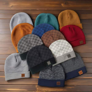 หมวกบีนนี่ดีไซน์เนอร์แบบมีขอบ  ผ้าถักนุ่ม  ลายตารางหมากรุก  สำหรับฤดูหนาว  พร้อมตัวอักษรพิมพ์  ให้ความอบอุ่น เหมาะสำหรับการเดินทาง - Product Image 5