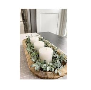 Plateau décoratif en bois naturel, support à fruits - Bol à pain en bois rustique fait à la main pour centre de table, décoration de mariage et cadeau - Product Image 1