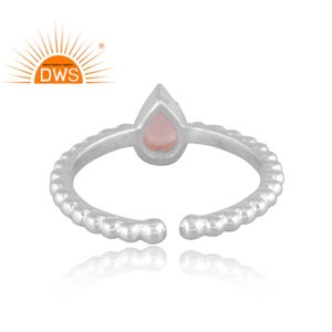 Hot Selling Fine Sterling Silver Natural Rose Quartz Gemstone <b>Adjustable</b> <b>Ring</b> Custom Jewelry Manufacturer - Product Image 3