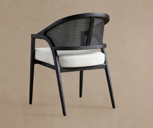 Luxurious Wooden Hotel Dining <b>Chair</b> with <b>Black</b> Rattan <b>Black</b> Finish for Home <b>Kitchen</b> Villa and Restaurant Use - Product Image 5