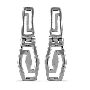 Boucles d'oreilles pendantes géométriques à motif clé grecque en argent pour femme, bijoux tendance religieux classiques et imposants, en argent 925, cadeau - Product Image 1