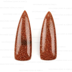 พลอยโกลด์สโตนธรรมชาติทรงไตรลอน ขนาด 10x30 มม. คุณภาพพรีเมียม สีน้ำตาลทอง ขัดเงา ด้านหลังแบน สำหรับทำเครื่องประดับ - Product Image 5