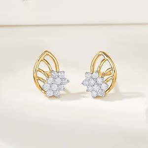 Pendientes de Cristal con Forma de Hoja y Tachuelas Doradas para Mujer - Product Image 1
