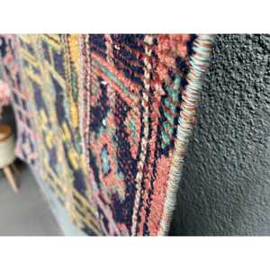 พรมตุรกีวินเทจขนาด 2.9x4.5 ฟุต พรมขนาดเล็ก พรมขนสัตว์โมร็อกโกสีแดงน้ำเงิน - Product Image 3