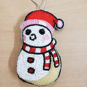 <b>Reindeer</b> Ornament with Beads Pearls & Embroidery Holiday Tree Hanging with Red Ribbon & Gold Accents for <b>Christmas</b> Styling - Product Image 3