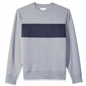 Sweat-shirt élégant à panneaux contrastés pour hommes Vêtements décontractés Sweat-shirt à col rond en coton mélangé doux Design à la mode - Product Image 1