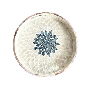 Elegante bandeja de servicio de MDF y nácar hecha a mano, decoración del hogar de alta tendencia para hoteles y restaurantes - Product Image 2