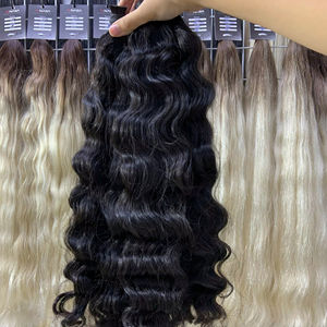 Extensions de cheveux en vrac ondulés profonds prix usine couleurs naturelles cheveux bruts humains vietnamiens toutes les cuticules alignées - Product Image 1