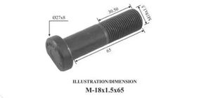 สลักล้อเหล็กกลมคุณภาพพรีเมียม EN8 สีดำ UNIVERSE & SUNNY PRODUCTS อะไหล่ทดแทนใหม่ หมายเลขชิ้นส่วน AX-WB-1156 M18x1.5x65 - Product Image 3